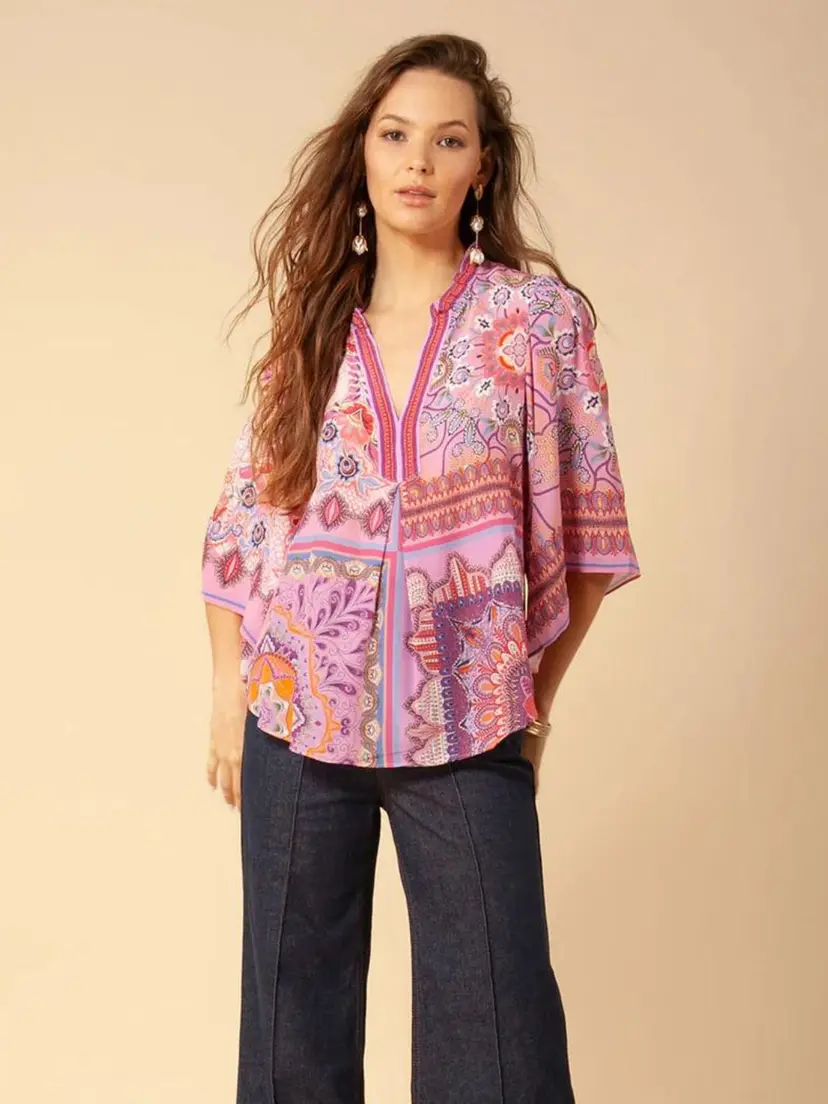 Hale Bob Janessa Silk Bell Sleeve Top