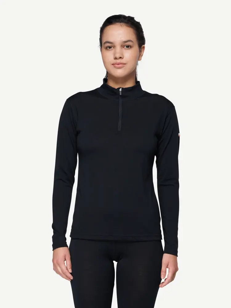 Devold Devold - Breeze Plus Merino 200 Zip Neck Dame - Large - Svart