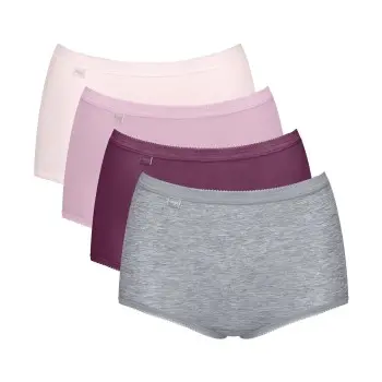 Sloggi Sloggi Truser 4P Basic Plus Maxi Panty Rosa/Grå bomull 40 Dame