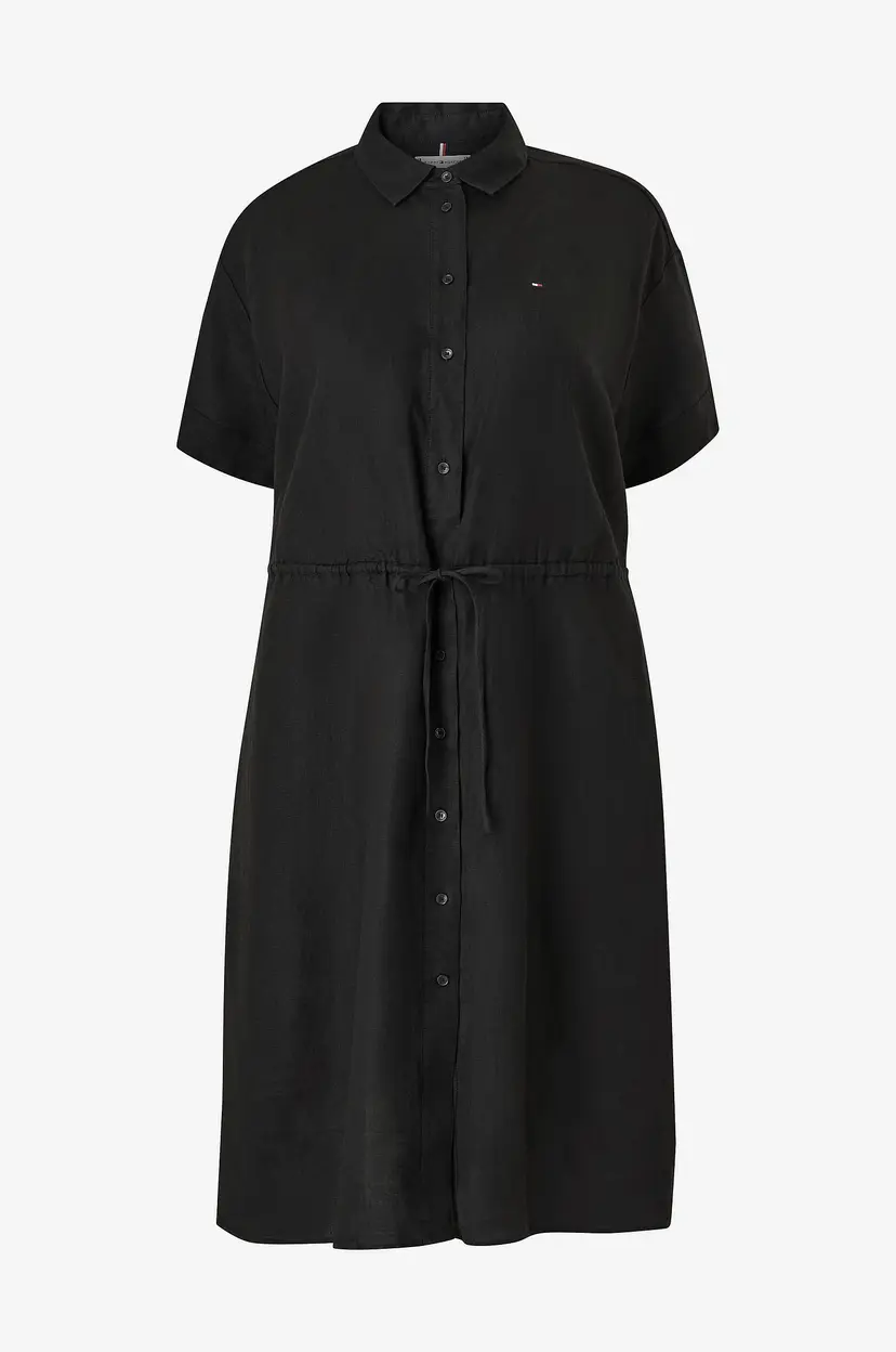 Tommy Hilfiger Curve Skjortekjole Crv Linen SS Shirt Dress - Svart