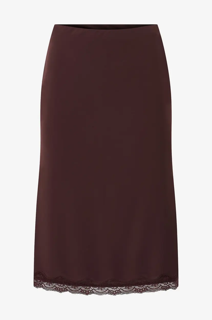 Gina Tricot Skjørt 90s Midi Lace Detail - Brun