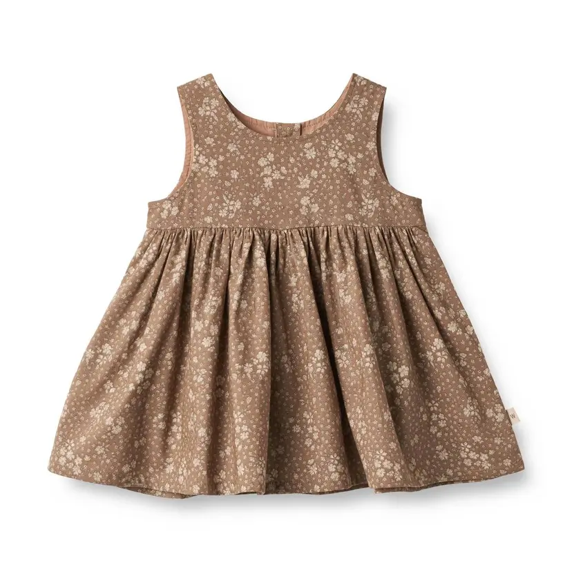 Wheat Wheat Kjole Pinafore Wrinkles Cocoa Brown Flowers (92 / 2 år)
