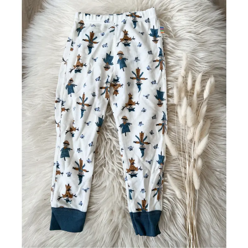 Joha Leggings i ull/bambus "Farm" Blue AOP