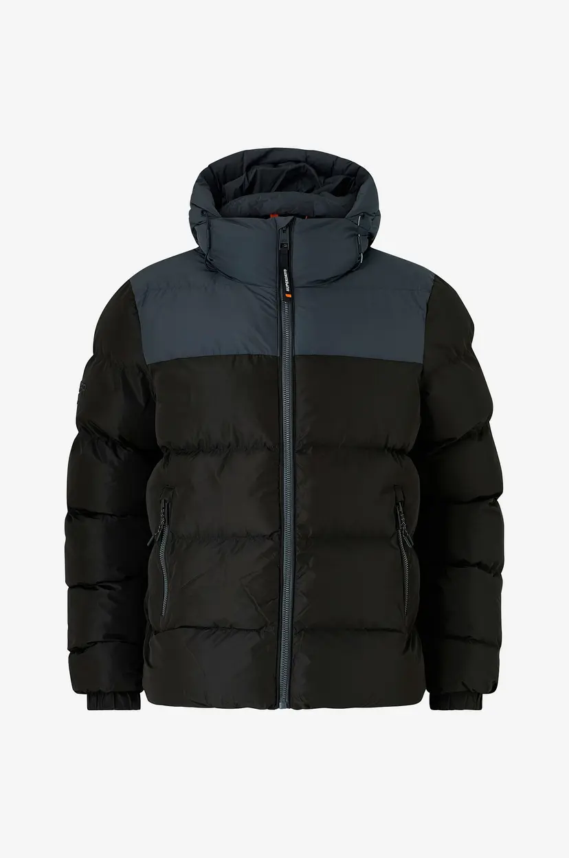 Superdry Jakke Colourblock Hooded Puffer Jkt - Svart
