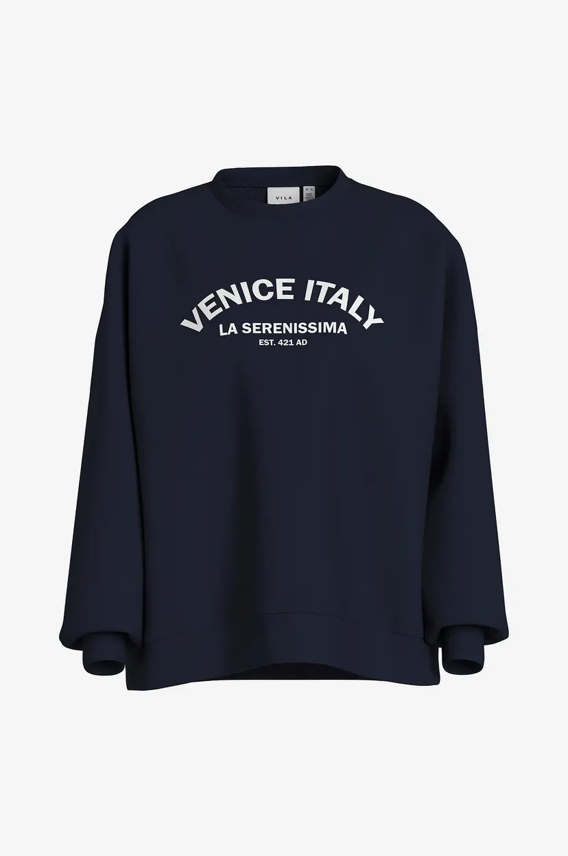 Vila Collegegenser viMinna L/S Loose Sweatshirt - Blå
