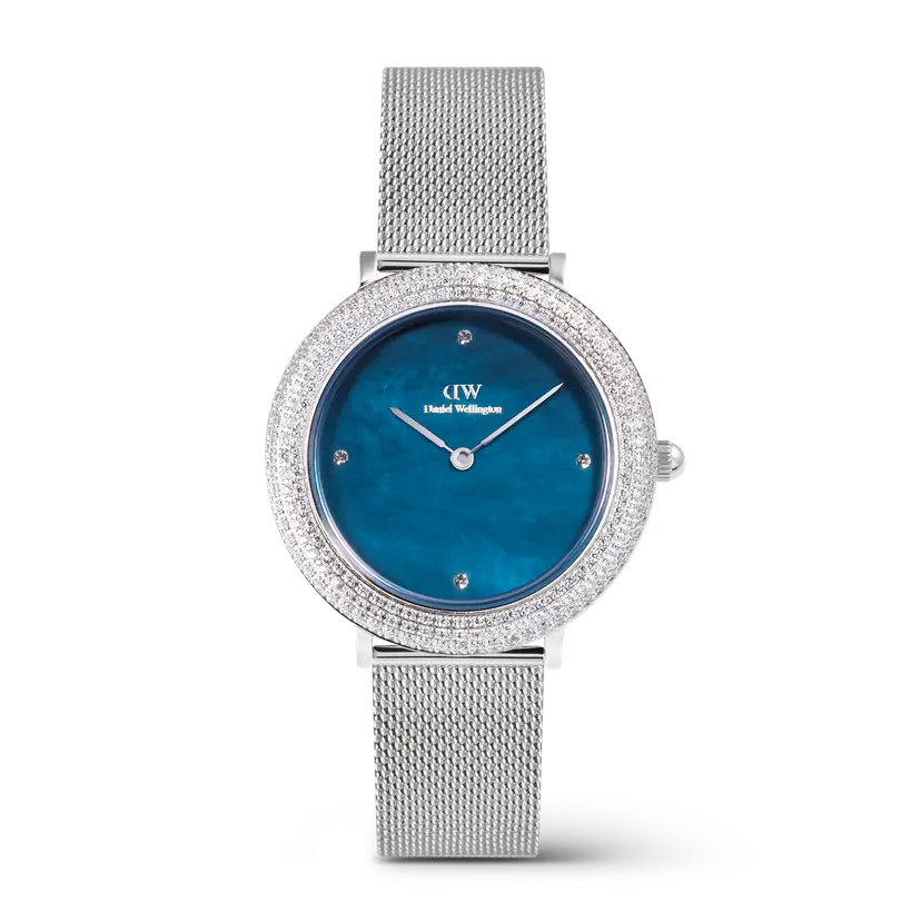 Daniel Wellington Silver 32mm Watch Crystalline Bezel Sterling Blue | DW