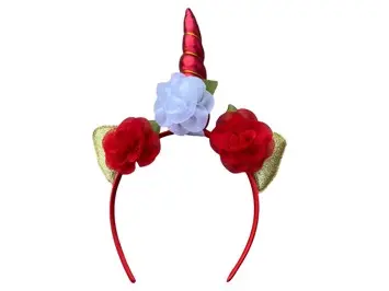 Lili Marleen Enhjørning/unicorn hårbøjle, rød/guld/hvid