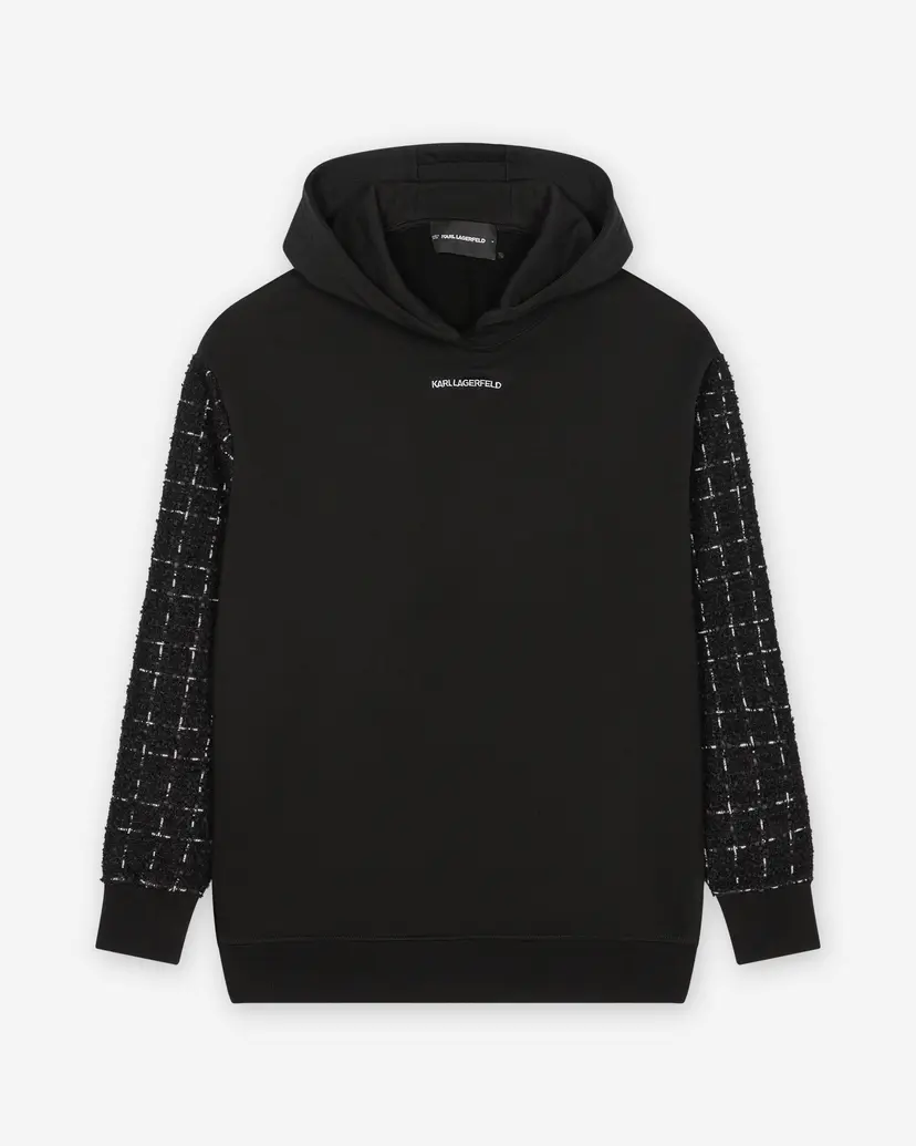 Karl Lagerfeld Karl Lagerfeld Logo Bouclé Hoodie Black Hoodie