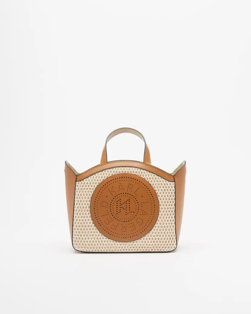 Karl Lagerfeld Karl Lagerfeld K/Circle SM Tote Raffia Mesh Camel Bag