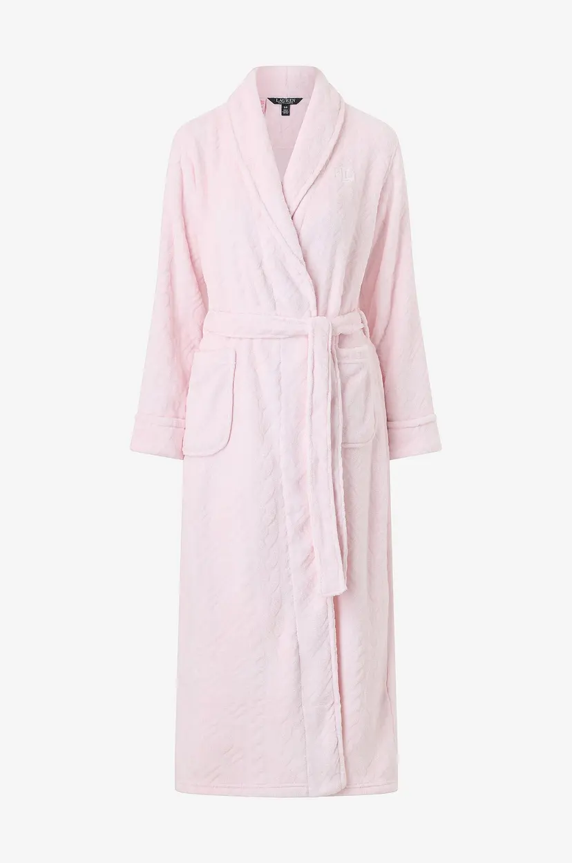 Lauren Ralph Lauren Morgenkåpe LRL L/s shawl collar long robe - Rosa