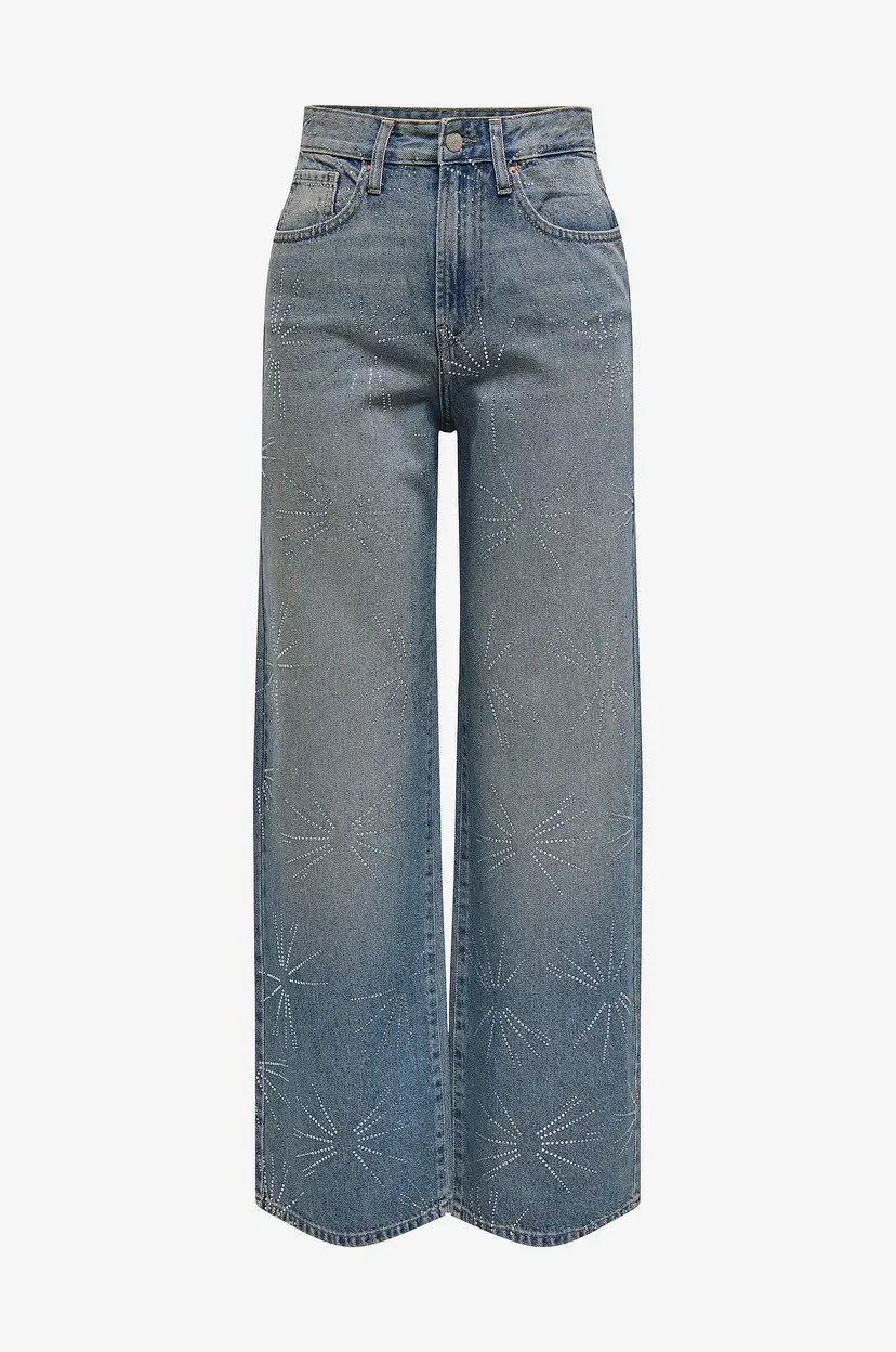 ONLY Jeans onlHope EX HW Wide Rhinst Dnm Tai D - Blå
