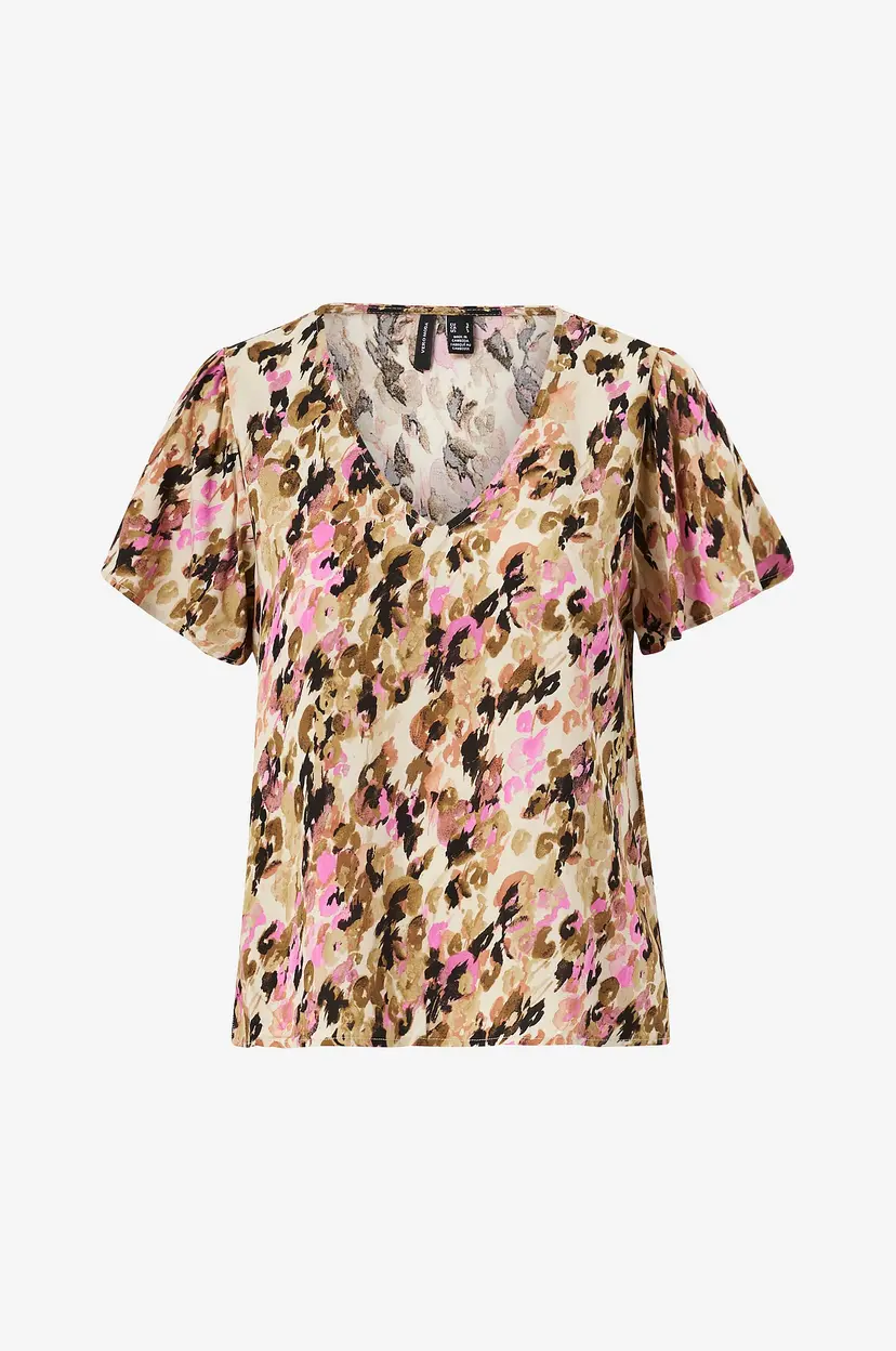 Vero Moda Bluse vmEasy V-neck SS Blouse Wvn - Brun