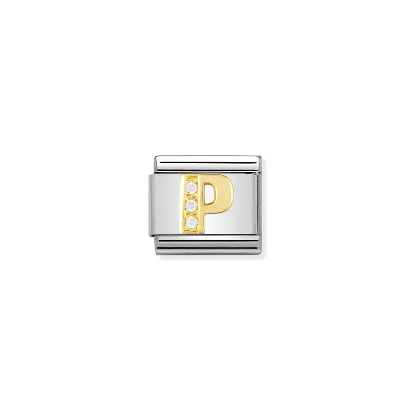 Nomination Cubic Zirconia Letter P Gold
