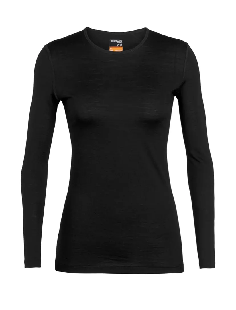Icebreaker Icebreaker Women's 200 Oasis Long Sleeve Crewe Black