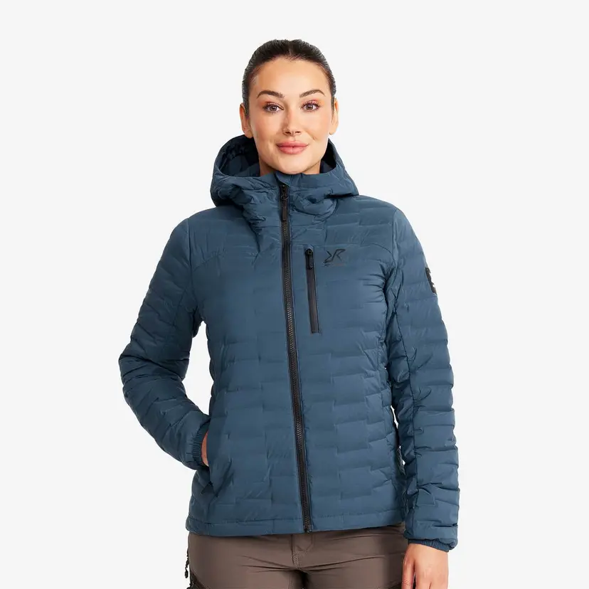 RevolutionRace Flex Stretch Hooded Down Jacket Dame Moonlit Ocean
