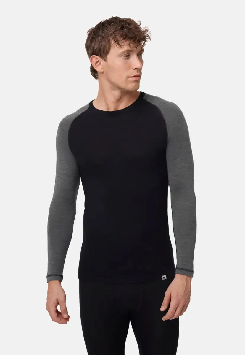 DANISH ENDURANCE MERINOULD SKIUNDERTRØJE TIL MÆND fra DANISH ENDURANCE, Sort/Mørkegrå, L, Merino baselayer til ski og vandring