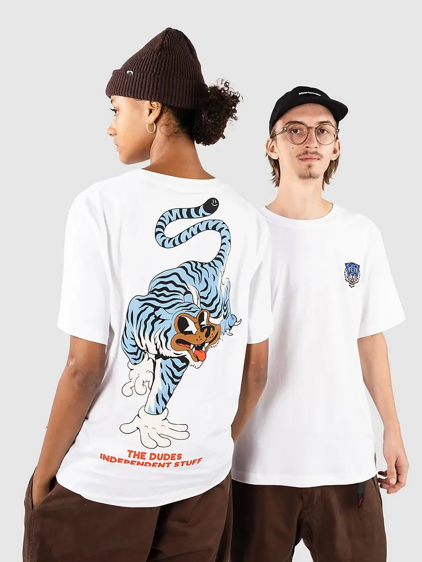The Dudes The Dudes Tiger Bear Blue T-skjorte hvit