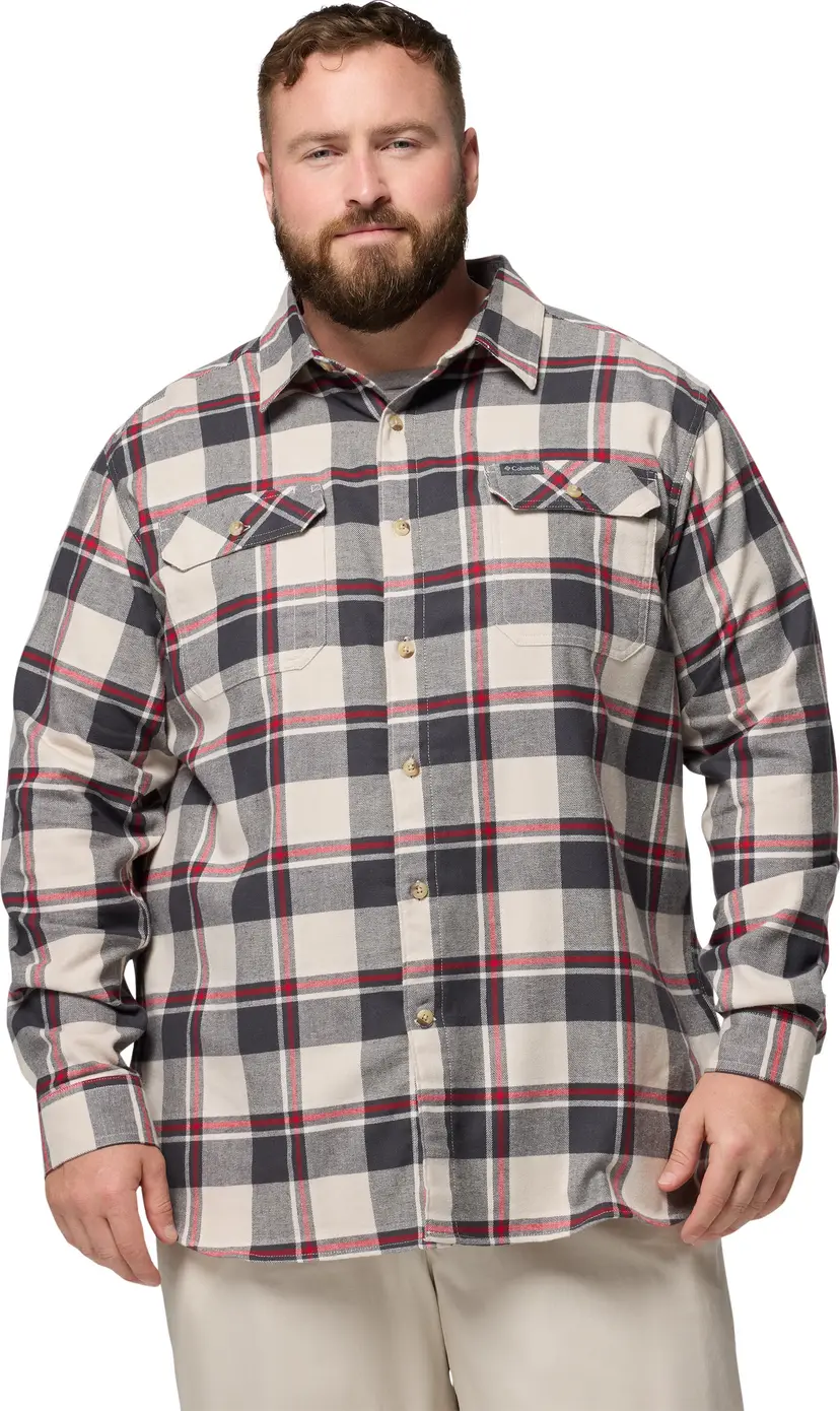 Columbia Columbia Men's Flare Gun Stretch Flannel Dark Stone Trails Edge Plaid