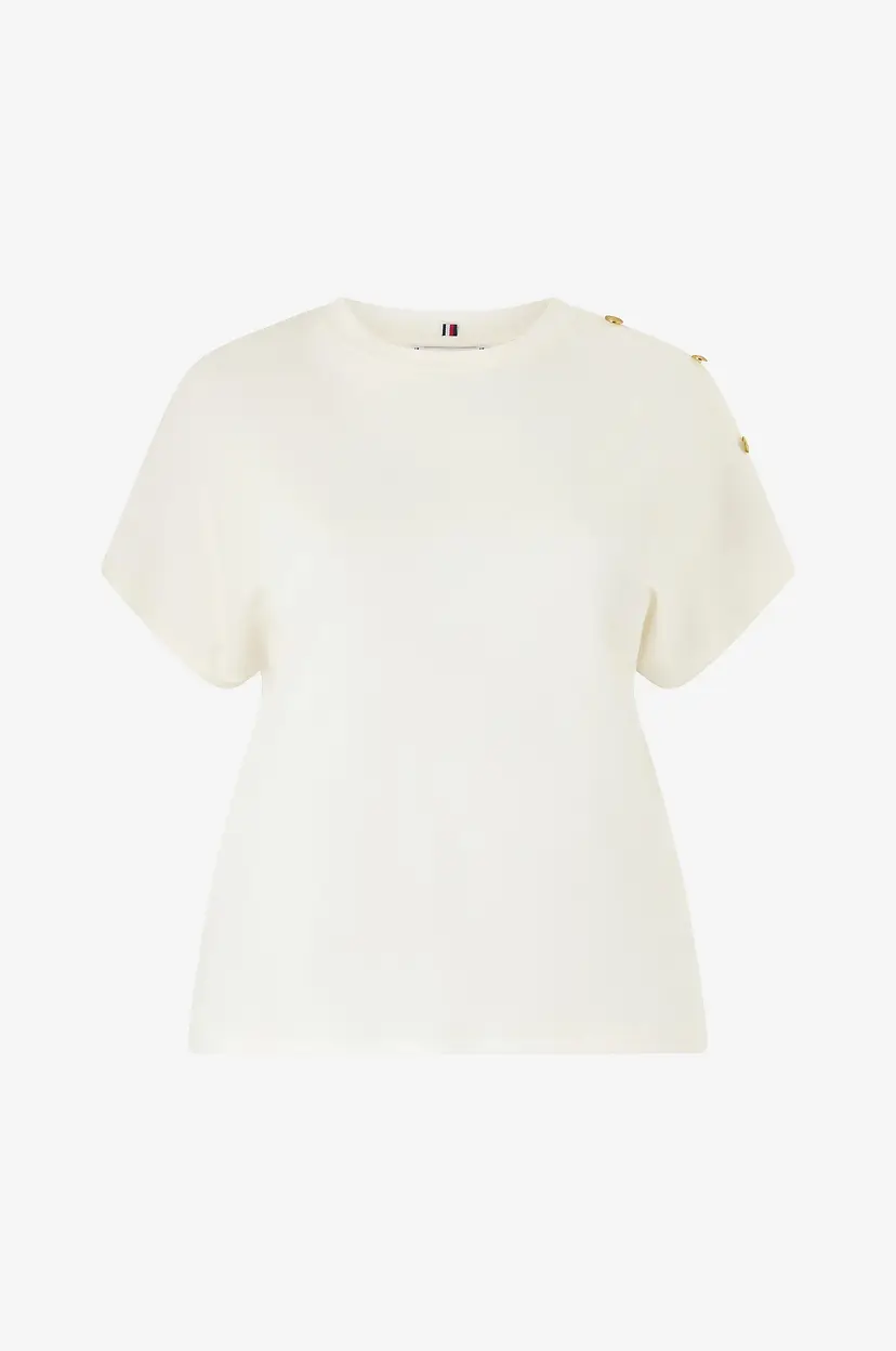 Tommy Hilfiger Curve Topp Crv Gold Button SS - Hvit