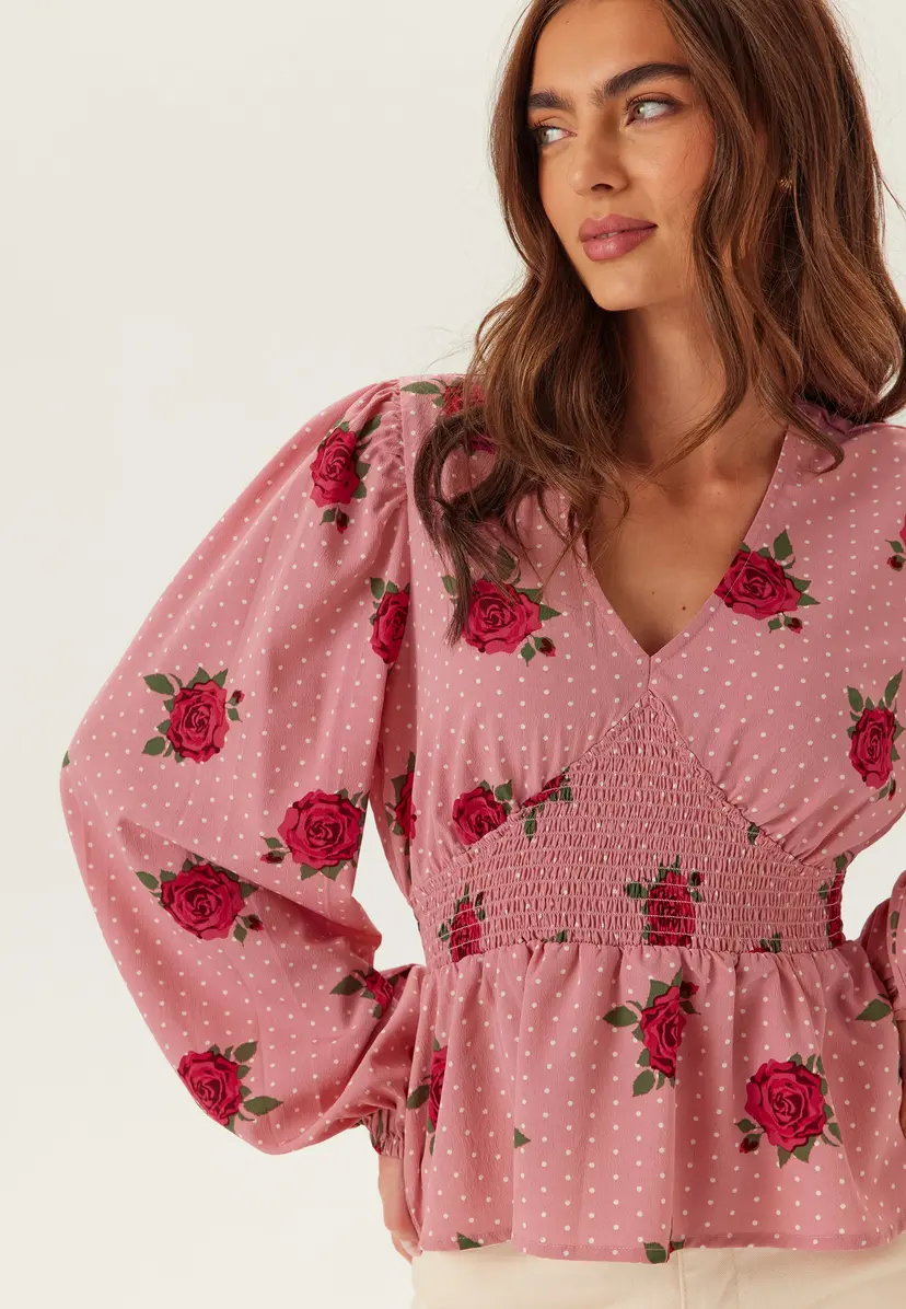 Bubbleroom V-neck Smock Blouse