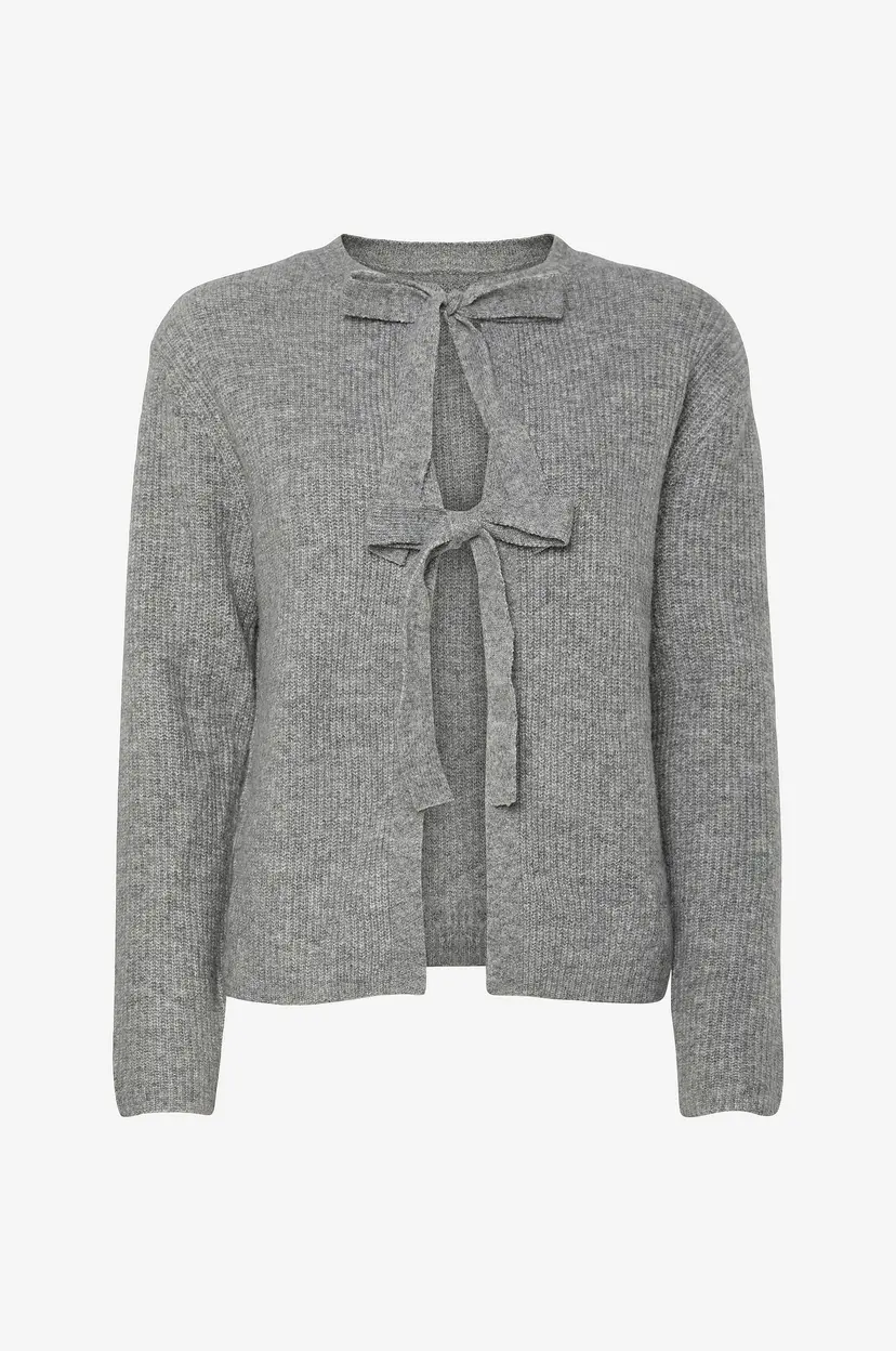 Pieces Kardigan pcSilly LS Reversible Tie Knit - Grå