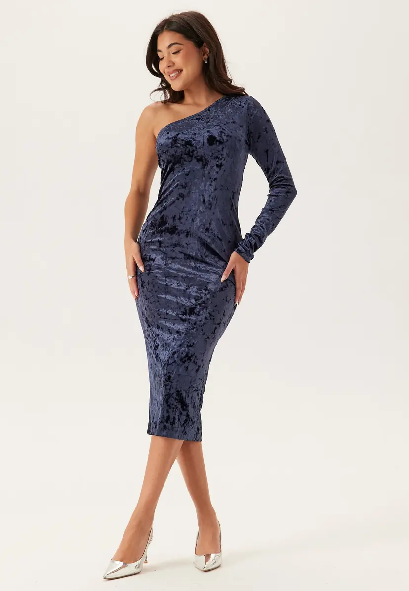 Bubbleroom One Shoulder Velvet Dress