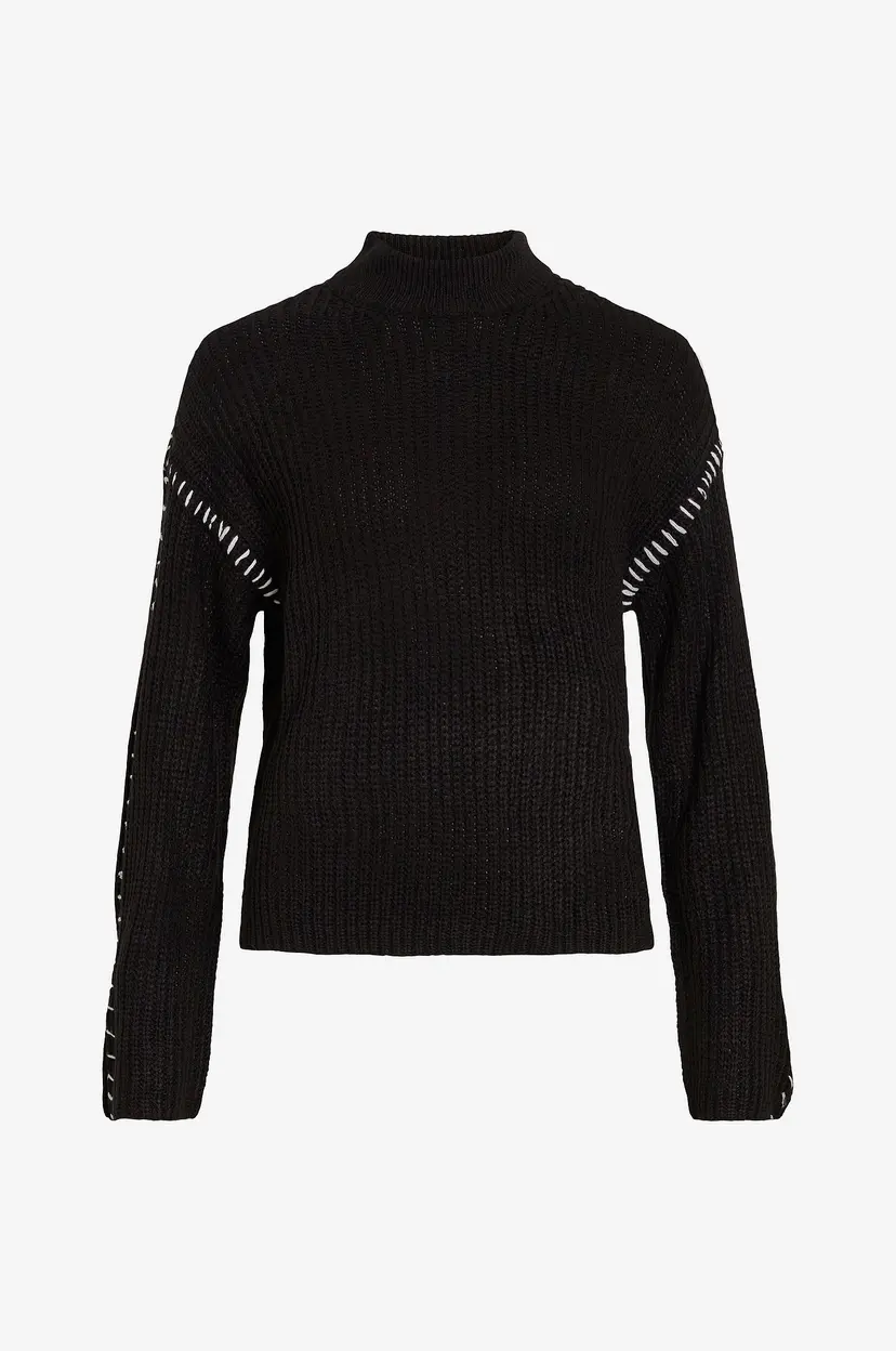 Vila Genser viSigga L/S Stitch Knit Pullover - Svart
