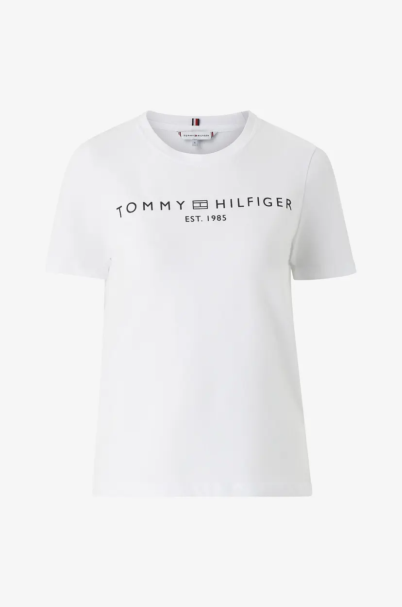 Tommy Hilfiger Topp Reg Corp Logo C-nk SS - Hvit