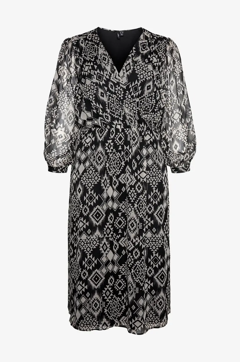 Vero Moda Curve Kjole vmcGema Gil L/S 7/8 Dress Wvn Curve - Svart