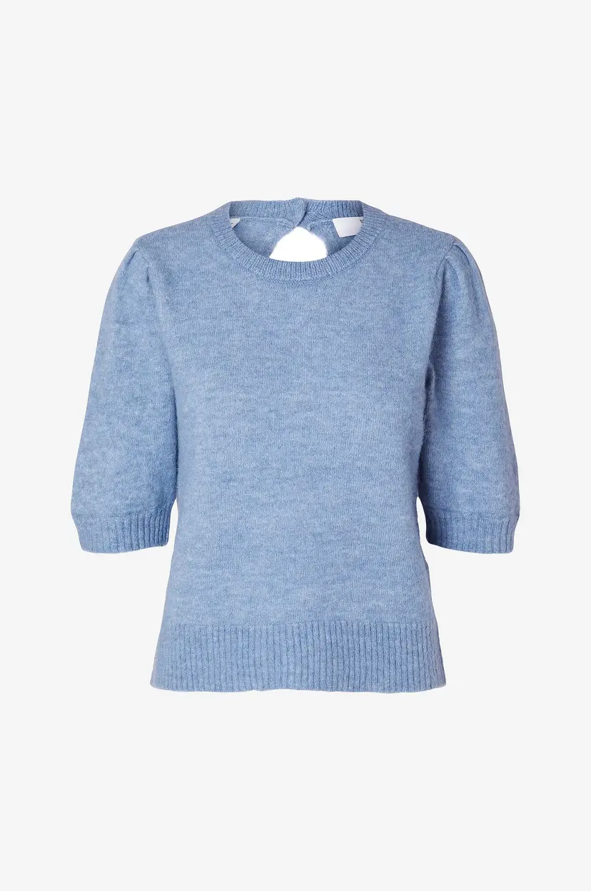 Selected Women Topp slfLulu SS Open Back Knit O-neck NO - Blå