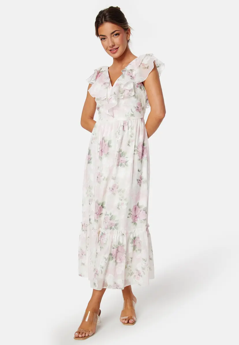Bubbleroom Occasion Flounce Jacquard Midi Dress