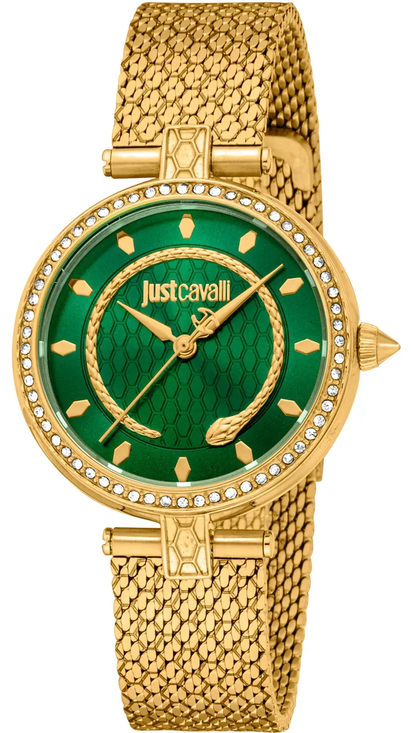 Just Cavalli Just Cavalli Dameklokke JC1L240M0035 Glam Chic Grønn/Gulltonet stål