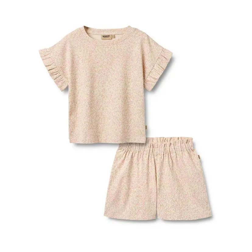 Wheat Wheat T-Shirt & Shorts Sett Ally  Coral Flowers (98 /3 år)