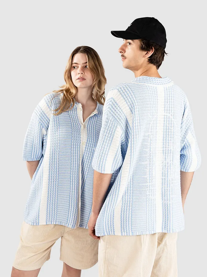Another Cotton Lab Another Cotton Lab Oversized Mesh Knit Summer Skjorte blå