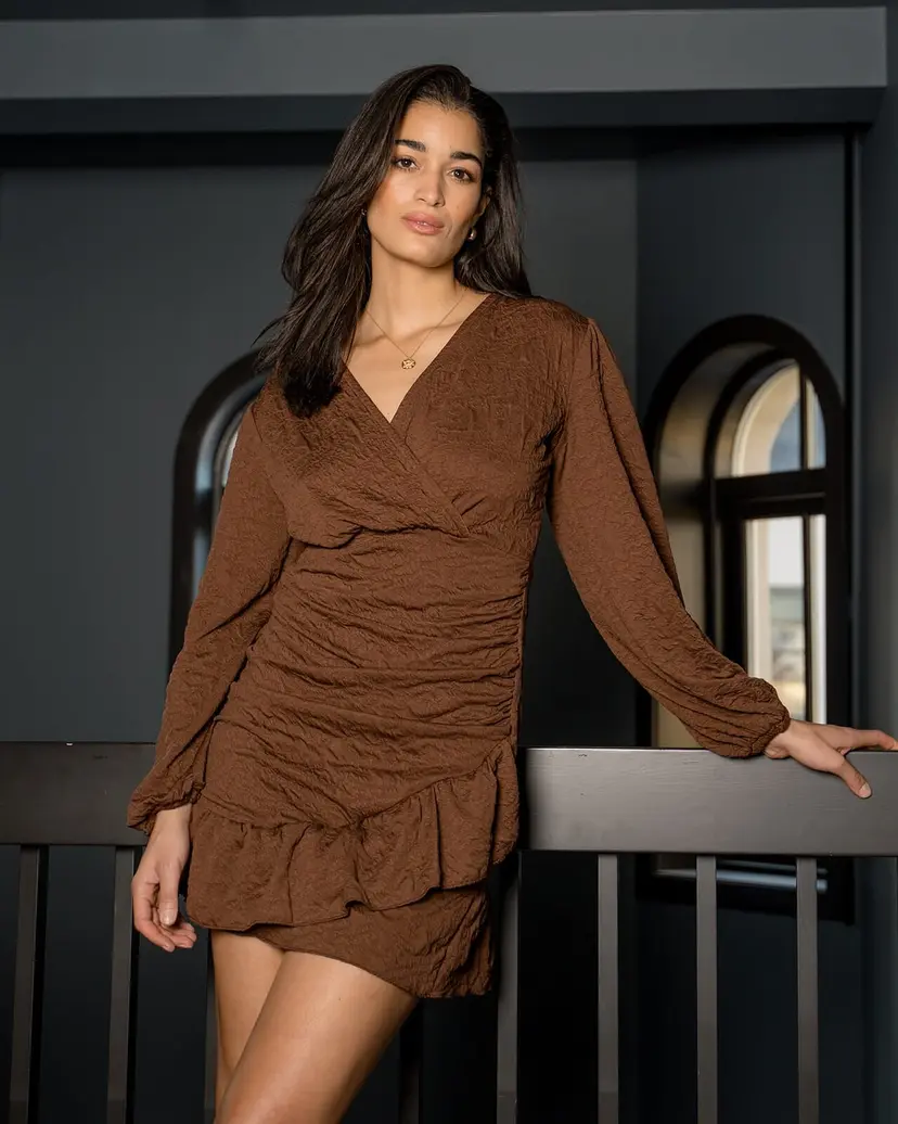 Floyd Kjole Alyssa Jacquard - Festkjole - Brun - Str XXL
