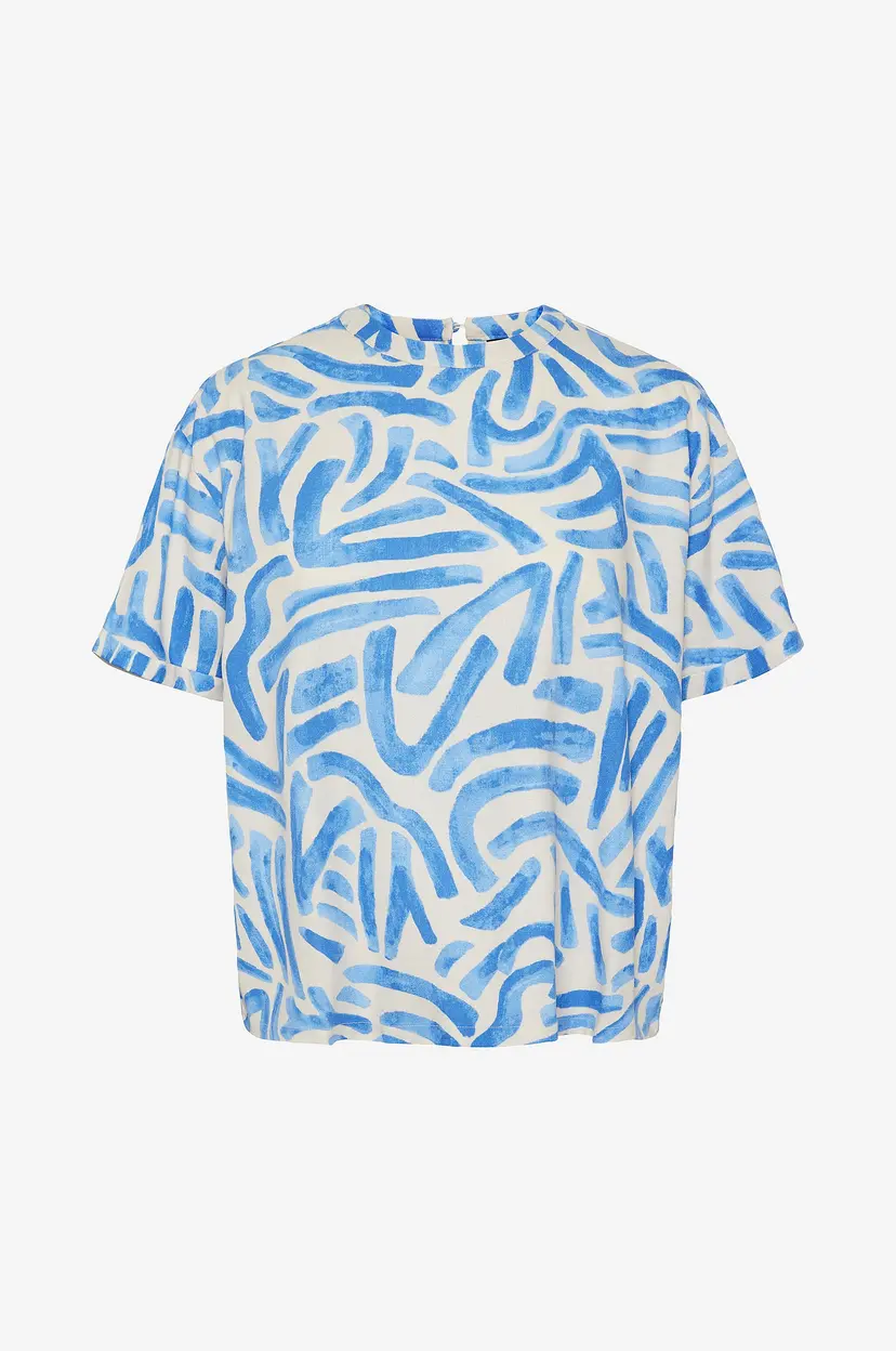 Pieces Bluse pcArlem SS Tee Top - Blå