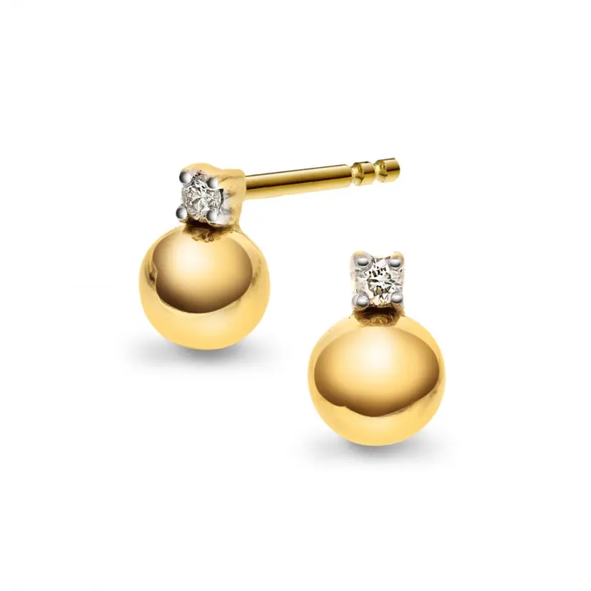 Arne Nordlie Arne Nordlie - 14kt kugle ørestikker med diamant - 53416