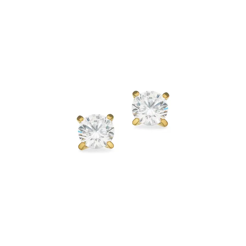 Scrouples Scrouples - Guldfarvede stål ørestikker med zirkonia sten, 6mm - 165551fg