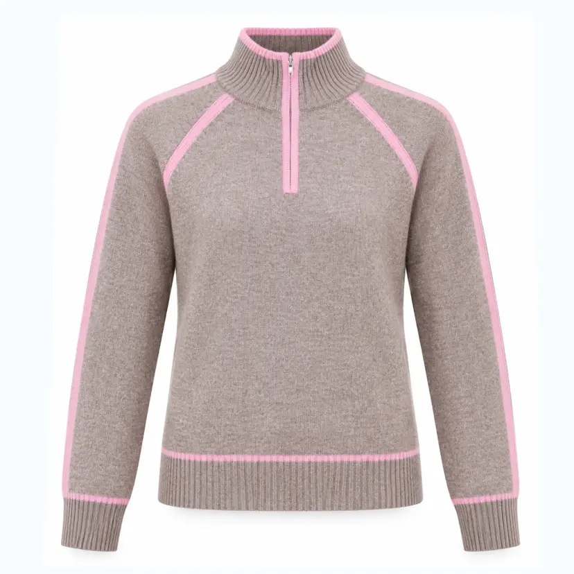 Vilje & Ve Vilje & Ve - Genser Esther Half Zip Warm Taupe