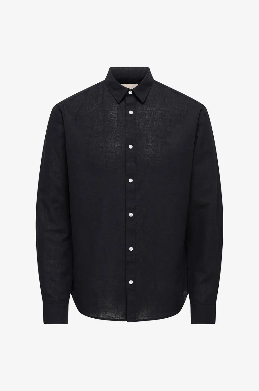 Only & Sons Skjorte onsCaiden LS Solid Linen Shirt - Svart