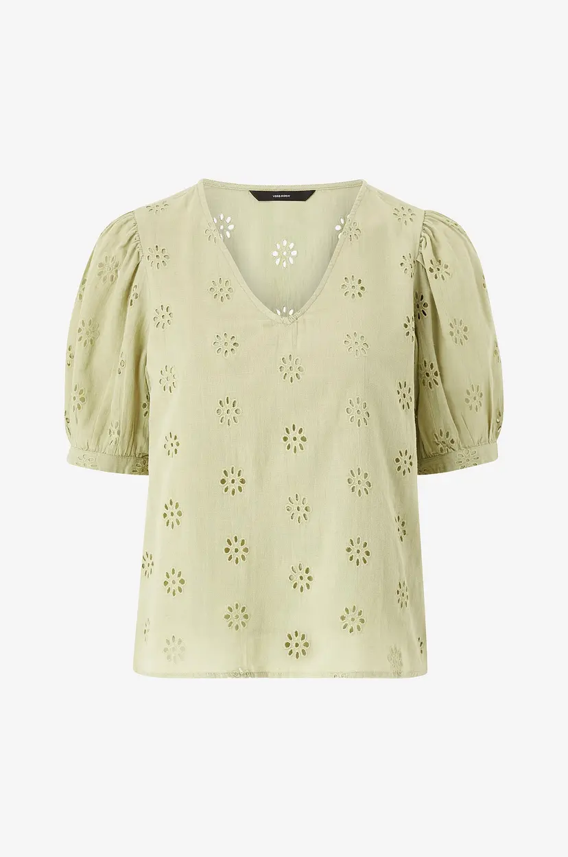 Vero Moda Bluse vmMaja 2/4 V-neck Top Wvn - Grønn