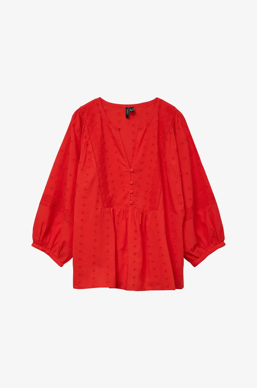 Vero Moda Bluse vmSofie 3/4 V-neck Top Wvn - Rød