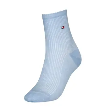 Tommy Hilfiger Tommy Hilfiger Strømper Women Premium Rib Short Socks Lysblå Str 39/42 Dame