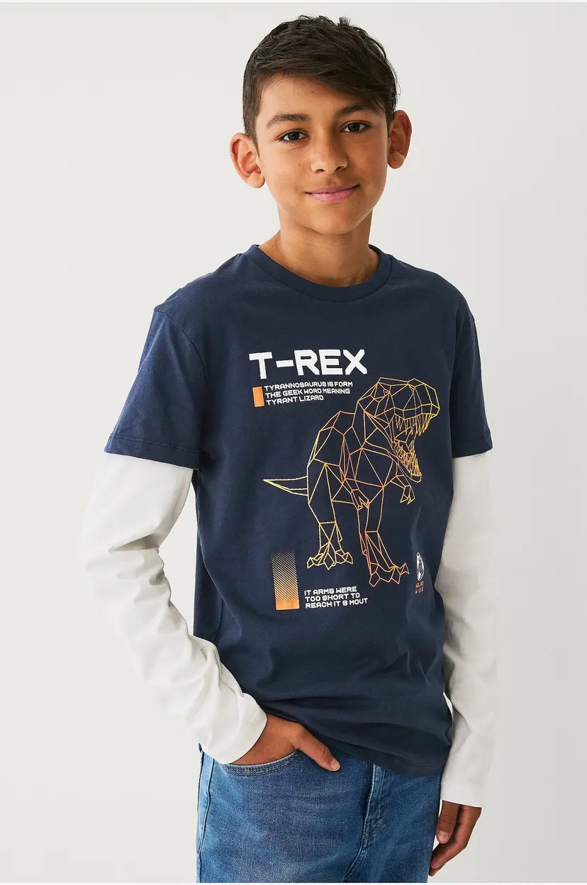 Ellos Collection T-skjorte med falske ermer - Blå