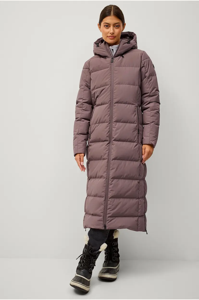 Áhkká Dunfrakk Down Coat Long with Hood W - Brun
