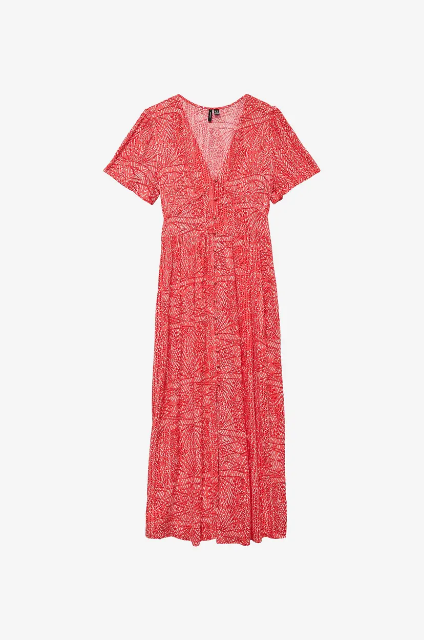 Vero Moda Kjole Vmmenny SS 7/8 Detail Dress Wvn GA - Rød