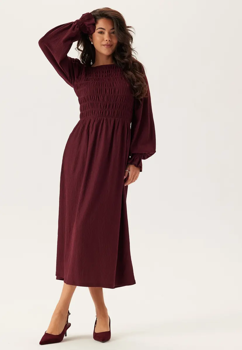 Bubbleroom Structure Long Sleeve Midi Dress