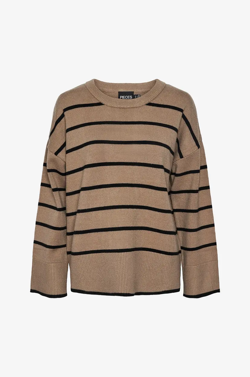 Pieces Genser pcMathilde LS O-neck Knit BC - Brun