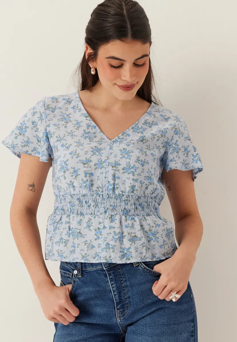 Vero Moda Vmjosie Ss V-neck Short Smock Top