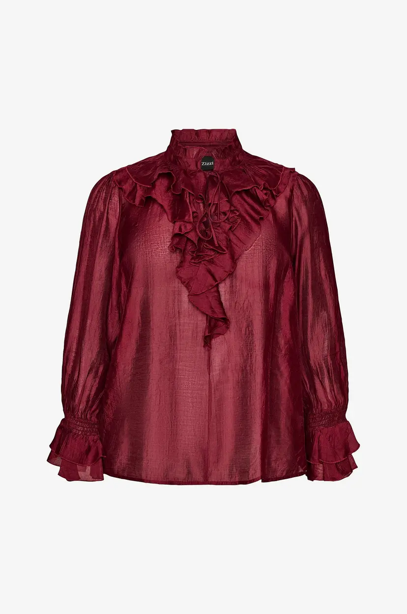 Zizzi Bluse Mifu, L/S, Blouse - Rød